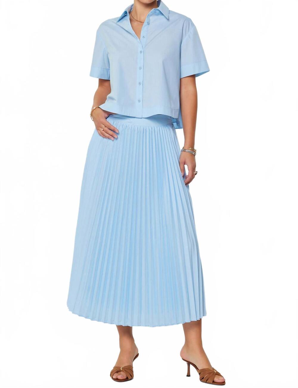 NEW CURRENT AIR pleated midi skirt in baby blue